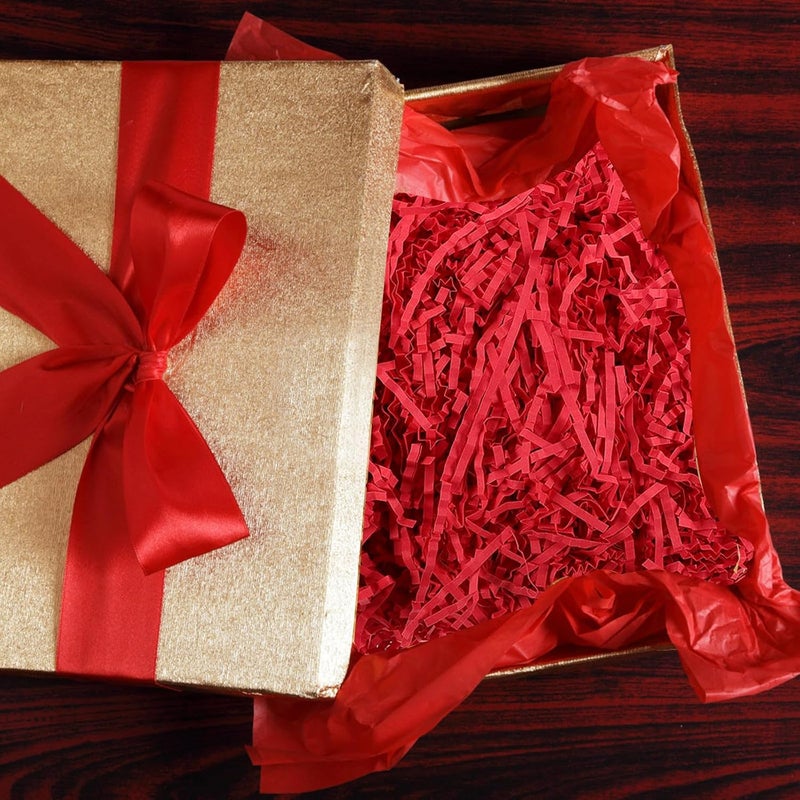 Healvian Red Crinkle Cut Shredded Paper Filler 200g Pack for Box and Basket Filling, Packaging Tissue Paper Shreds for Wine, Cosmetics, and Holiday Wrapping - Image 4