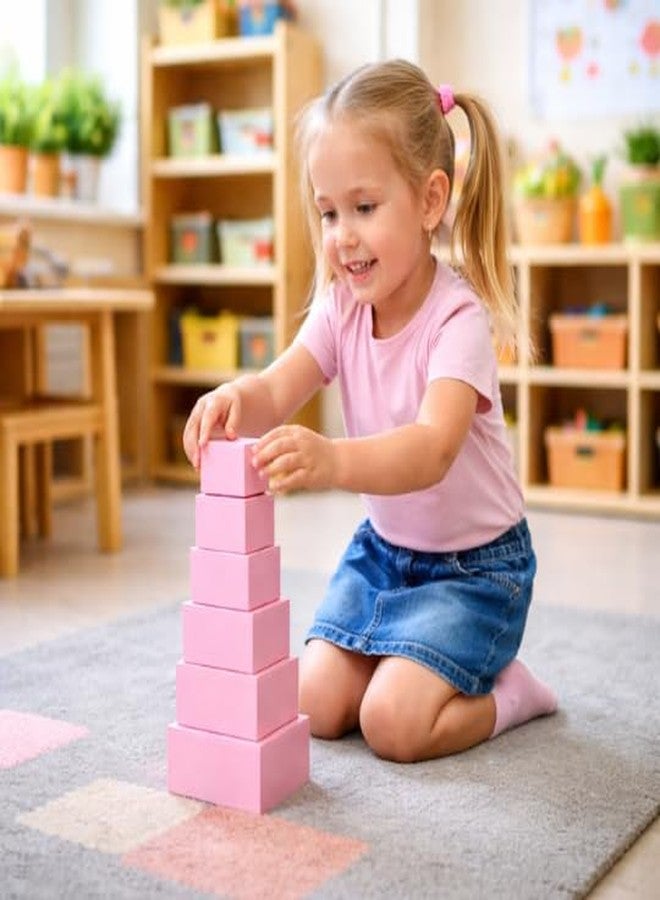 The Funny Mind Premium Montessori Pink Tower|Wooden sensorial Educational Toy|Fine Motor Skill & Hand-Eye Coordination Toy|Teaching Material for Kids|BIS Certified| Early Child Development - Image 1