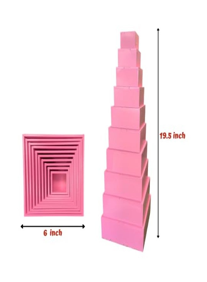 The Funny Mind Premium Montessori Pink Tower|Wooden sensorial Educational Toy|Fine Motor Skill & Hand-Eye Coordination Toy|Teaching Material for Kids|BIS Certified| Early Child Development - Image 3