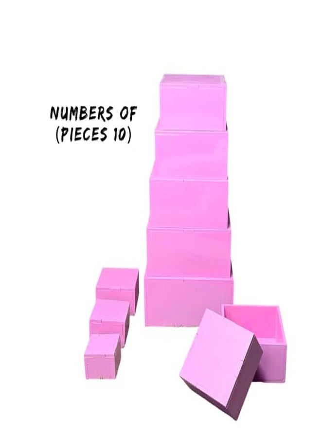 The Funny Mind Premium Montessori Pink Tower|Wooden sensorial Educational Toy|Fine Motor Skill & Hand-Eye Coordination Toy|Teaching Material for Kids|BIS Certified| Early Child Development - Image 4