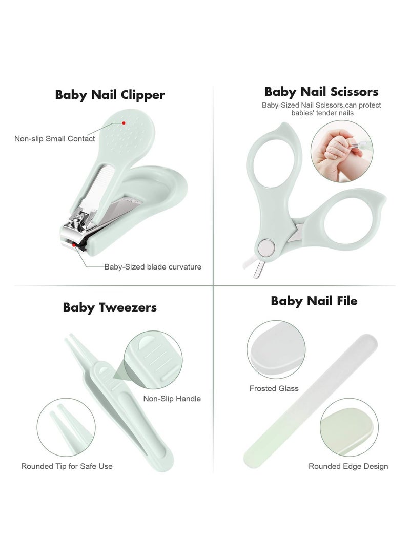 Baby First Care Set 4 Pcs High Quality Baby Nail Care Kit Newborn Baby Nail Scissors Nail Clipper Nail File with Baby Nose and Ear Cleaner (Pink x White)