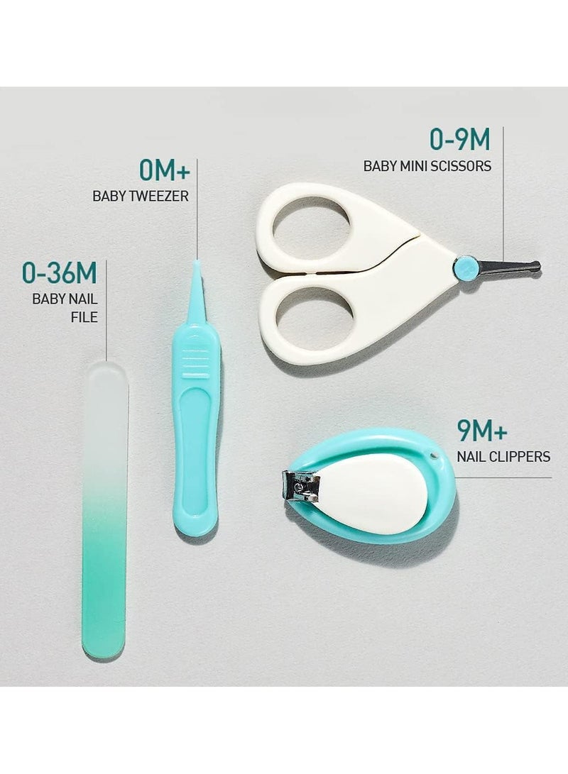 Baby First Care Set 4 Pcs High Quality Baby Nail Care Kit Newborn Baby Nail Scissors Nail Clipper Nail File with Baby Nose and Ear Cleaner (Pink x White)