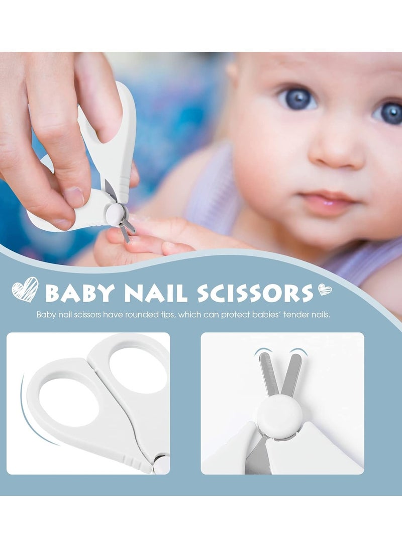 Baby First Care Set 4 Pcs High Quality Baby Nail Care Kit Newborn Baby Nail Scissors Nail Clipper Nail File with Baby Nose and Ear Cleaner (Pink x White)