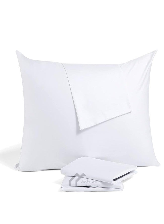 Ambition Home Toddler Travel Small Pillowcase 12x16 Inch White Solid Zipper Closer Pillow case Set of 2 PC Travel Pillow Cover 500 Thread Count 100% Egyptian Cotton Decorative Travel Pillow Cover - Image 1