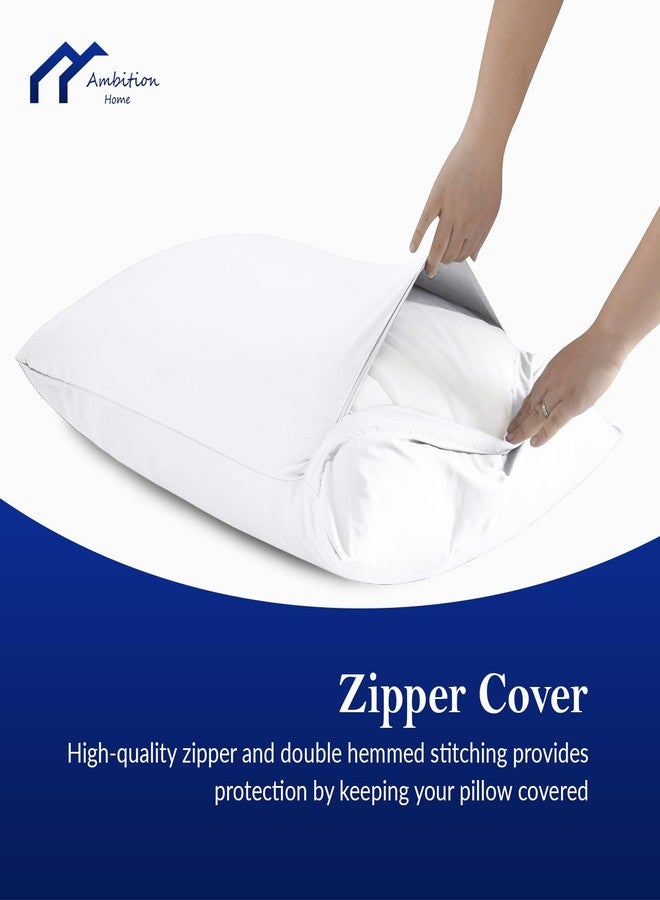 Ambition Home Toddler Travel Small Pillowcase 12x16 Inch White Solid Zipper Closer Pillow case Set of 2 PC Travel Pillow Cover 500 Thread Count 100% Egyptian Cotton Decorative Travel Pillow Cover - Image 5