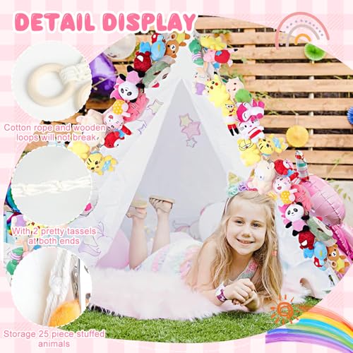 TecoKart® Soft Toy Organizer - 2 Meter Cotton Rope with 25 Clips, Convenient Hanging Storage for Kids Room, Ideal for Plush Toys Organization - Image 3