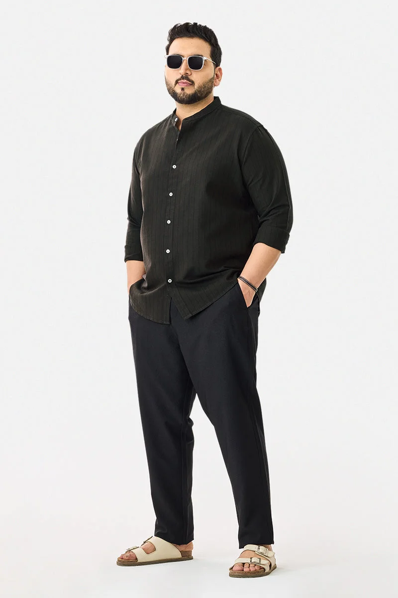 SNITCH 100% Cotton Mandarin Stripes Plus Size Shirt