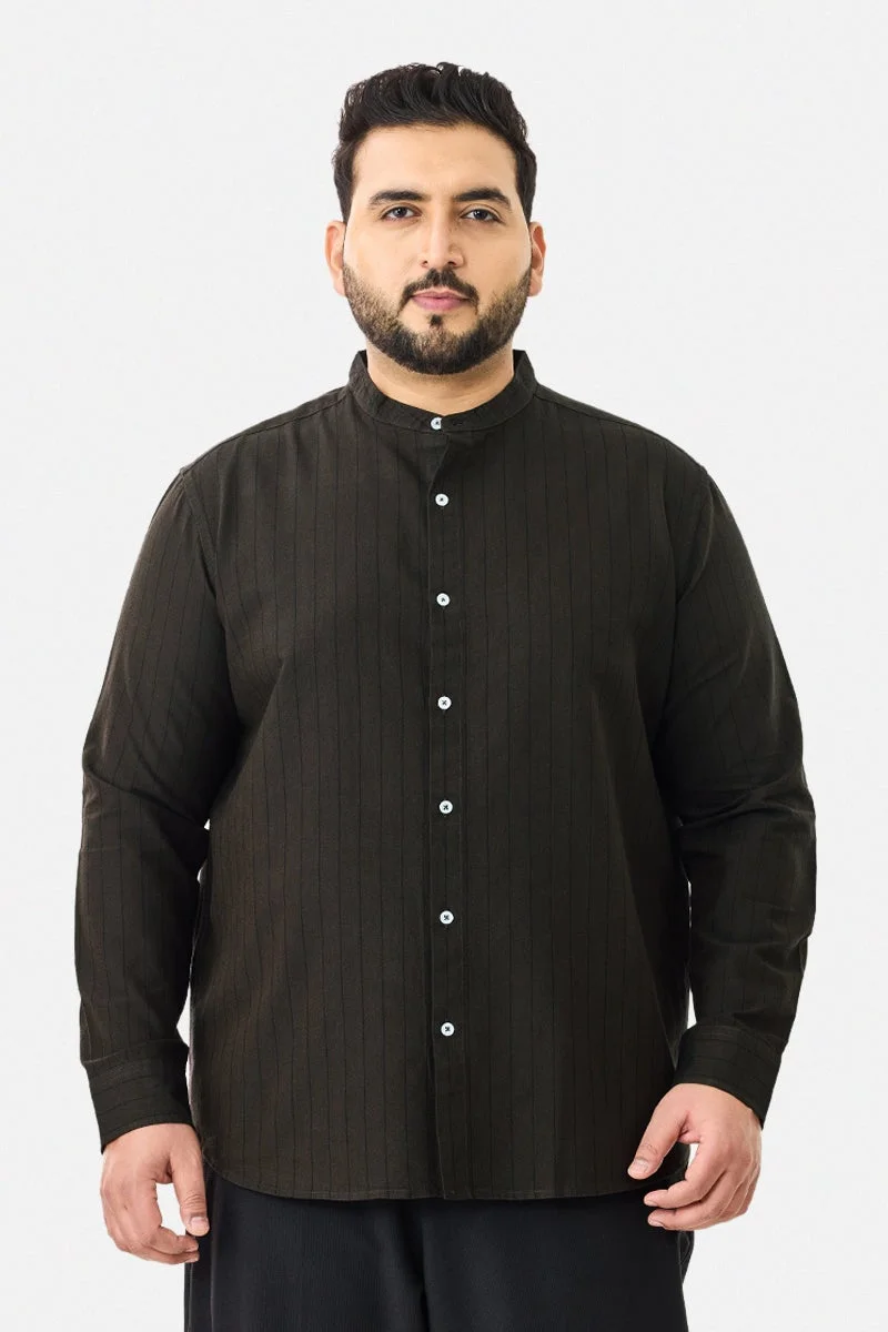 SNITCH 100% Cotton Mandarin Stripes Plus Size Shirt