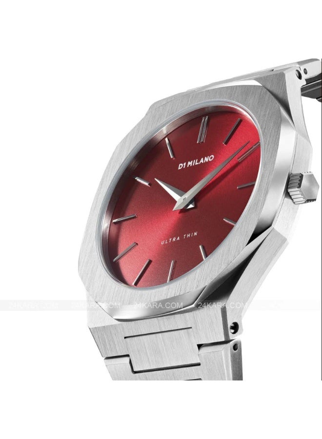 D1 MILANO D1 Men's UTBJ05 Ultra Thin Gem Collection Ruby Red 40mm Stainless Steel Strap Soleil Dial, red, (ruby red), Bracelet Type - Image 2