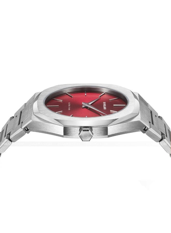 D1 MILANO D1 Men's UTBJ05 Ultra Thin Gem Collection Ruby Red 40mm Stainless Steel Strap Soleil Dial, red, (ruby red), Bracelet Type - Image 3