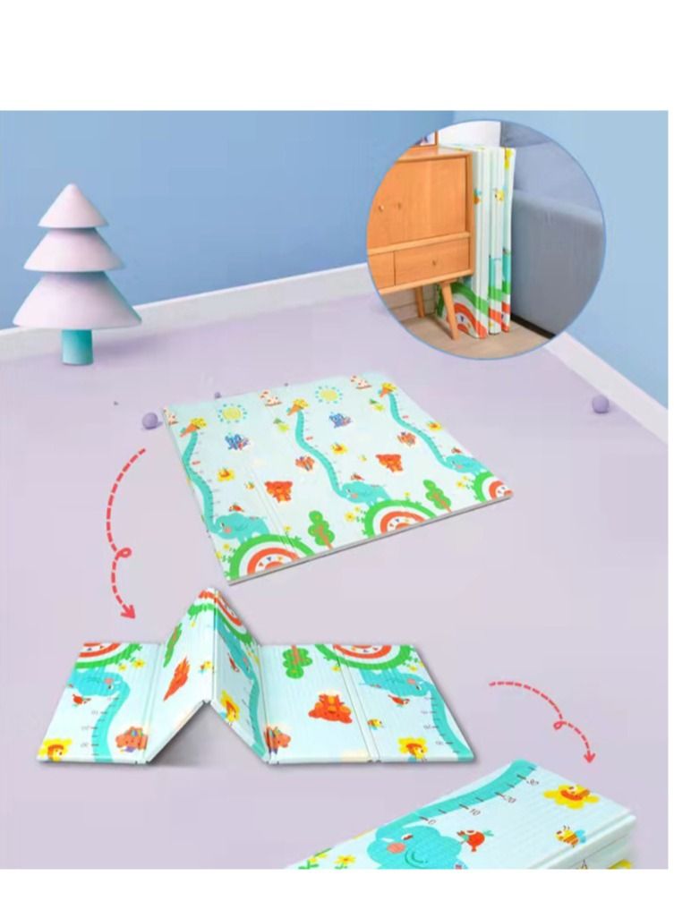 EMZJ 200 x 180 x 1 cm Baby Crawling Play Floormat Foam Non-Toxic Foldable Reversible Playing Mat - Tall Elephant Trunk & Different Designs - Image 3