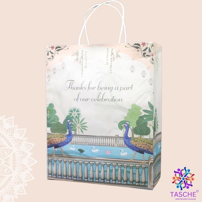 TASCHE حقائب ورقية بتصميم طاووس هندي للهدايا العائدة | حفلات الزفاف | عيد الميلاد | هدايا العطلات (عبوة من 24) - متعددة الألوان - Image 2