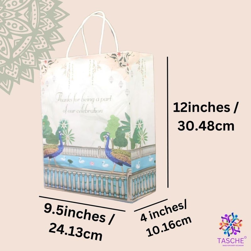 TASCHE حقائب ورقية بتصميم طاووس هندي للهدايا العائدة | حفلات الزفاف | عيد الميلاد | هدايا العطلات (عبوة من 24) - متعددة الألوان - Image 4