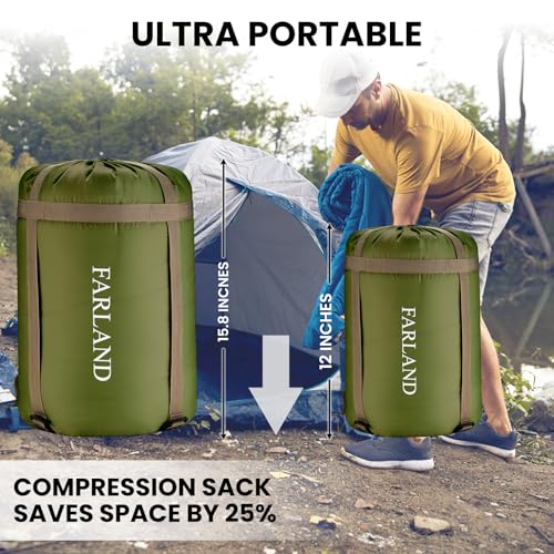 FARLAND Sleeping Bags 30℉ for Adults Teens Kids with Compression Sack Portable and Lightweight for 3-4 Season Camping, Hiking,Waterproof, Backpacking and Outdoors - Image 5