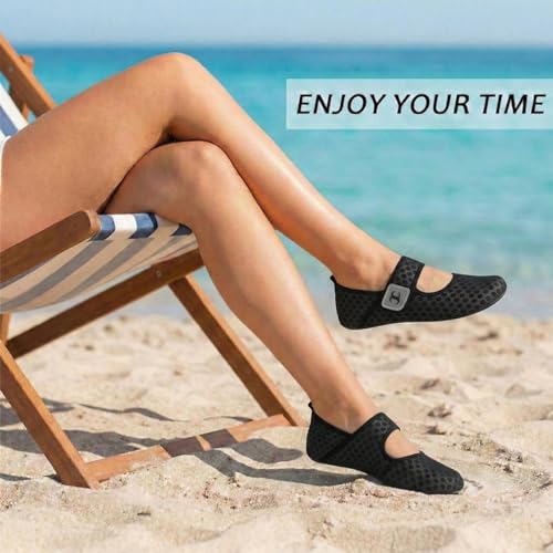 Scurtain Adult Water Shoes Womens Beach Swim Shower Shoes Pool Swimming Gardening Shoes for Women Black Yoga Socks Shoes Wide Summer Barefoot Sandals Size - Image 2
