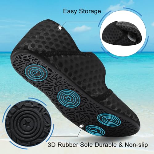 Scurtain Adult Water Shoes Womens Beach Swim Shower Shoes Pool Swimming Gardening Shoes for Women Black Yoga Socks Shoes Wide Summer Barefoot Sandals Size - Image 5