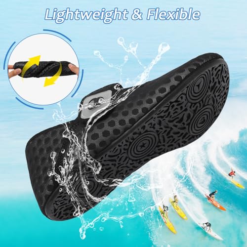 Scurtain Adult Water Shoes Womens Beach Swim Shower Shoes Pool Swimming Gardening Shoes for Women Black Yoga Socks Shoes Wide Summer Barefoot Sandals Size - Image 4
