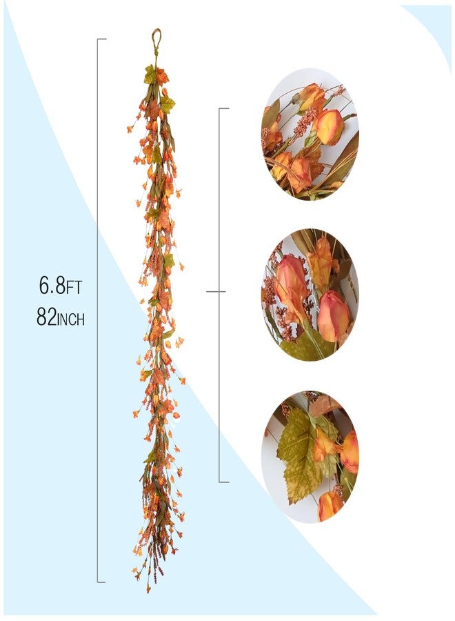 idyllic Fall Garland for Front Door, 82" Autumn Orange Maple Floral Wreath with Forsythia, Harvest Garland for Festival Thanksgiving Farmhouse Wall Home Decor - Image 3