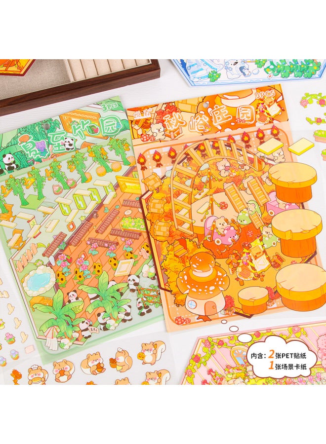 HELPS Creative Summer Solstice Bamboo Garden Cute Large Size Landscape Stickers Microscale Scene Children's Cut-free Three-dimensional Hand Account Stickers - Image 4