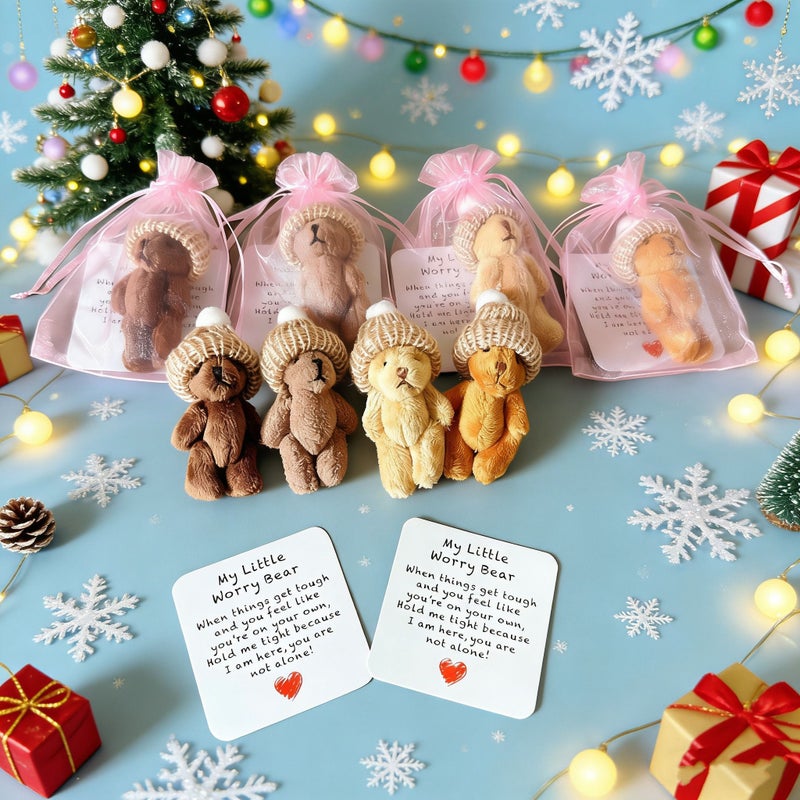 Dark Brown Worry Bear Pocket Hug Gift Set with Inspirational Card - Image 1