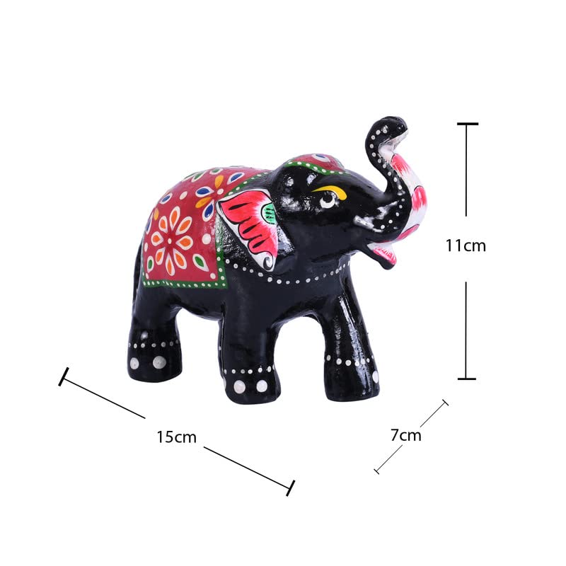 JAIPUR ACE Paper Mache Handmade Decorative Rajasthani Design Elephant Showpiece for Living Room Home Decor and Gift Purpose (Red & Black) - Image 2