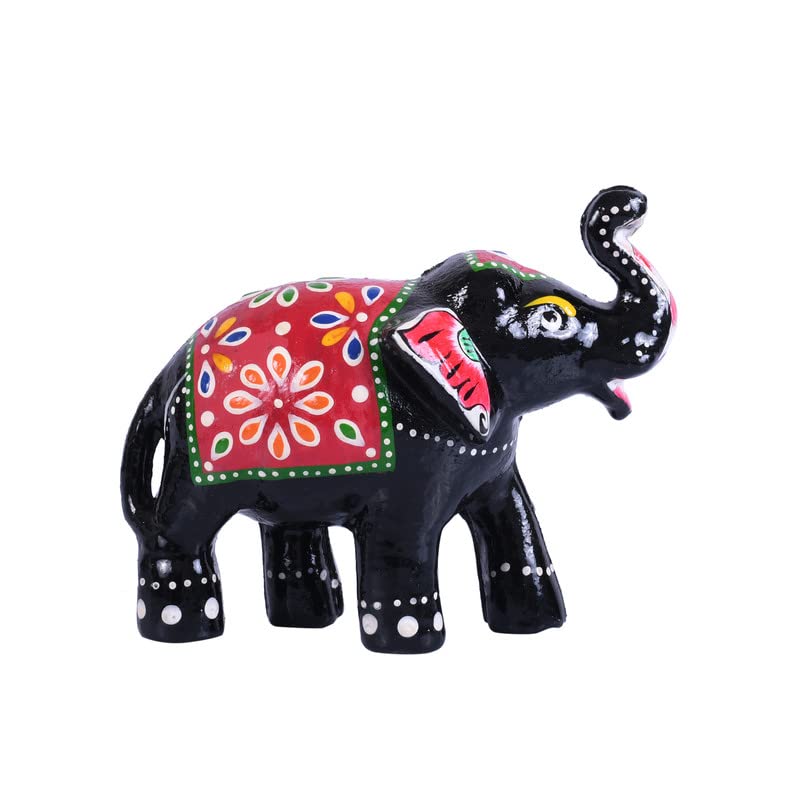 JAIPUR ACE Paper Mache Handmade Decorative Rajasthani Design Elephant Showpiece for Living Room Home Decor and Gift Purpose (Red & Black) - Image 1
