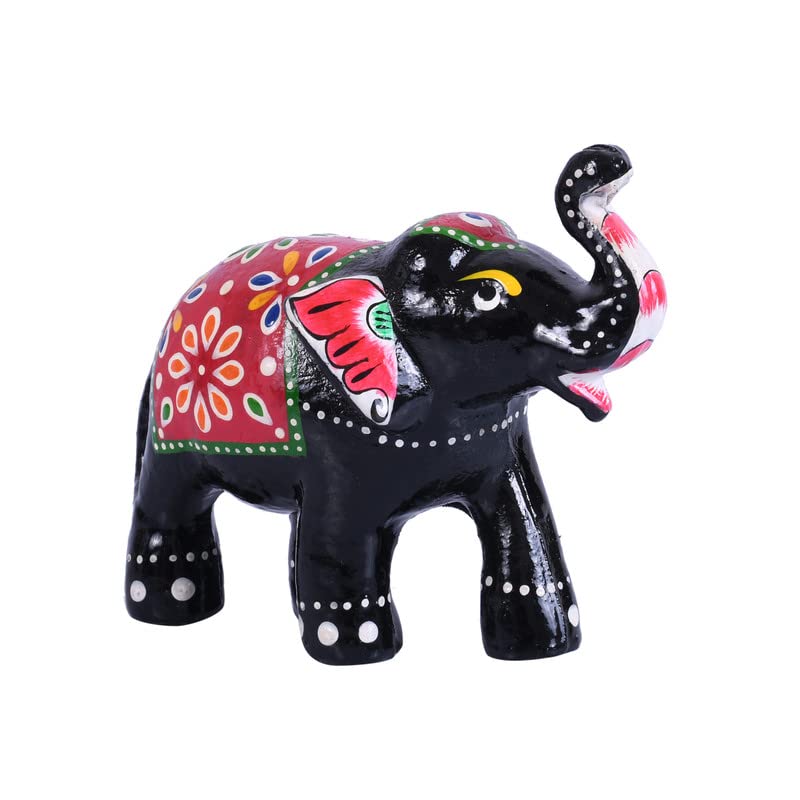 JAIPUR ACE Paper Mache Handmade Decorative Rajasthani Design Elephant Showpiece for Living Room Home Decor and Gift Purpose (Red & Black) - Image 3