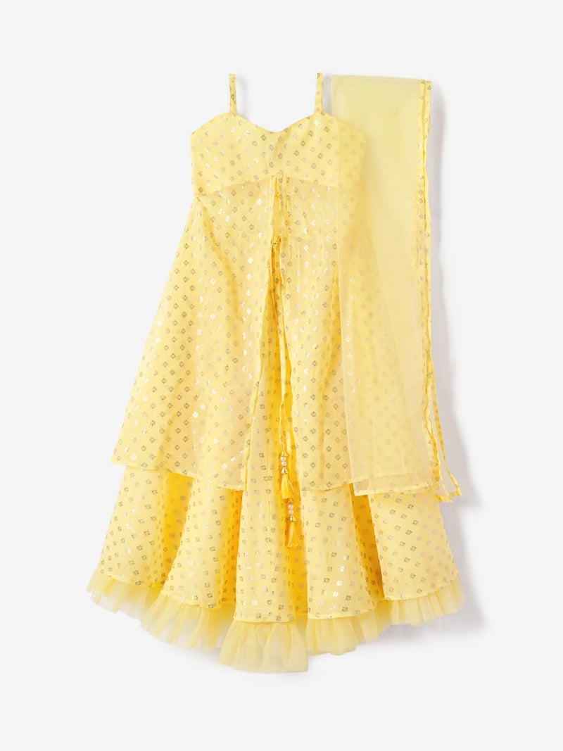 Nautinati Girls' Party Fusion Kurta Palazzo Combo - Image 3