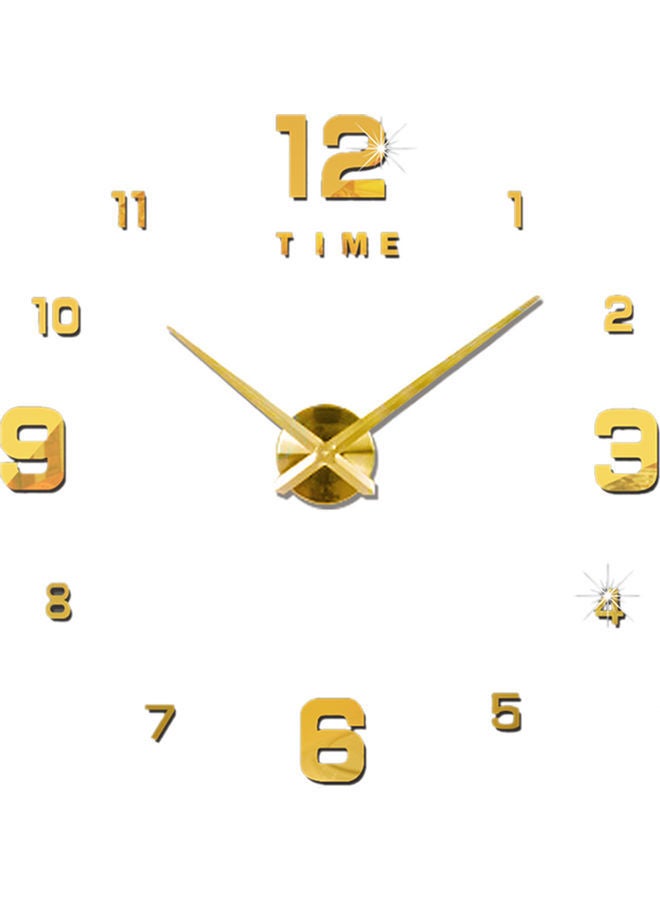 Loquat Frameless 3D Clock Mirror Wall Sticker Gold - Image 1