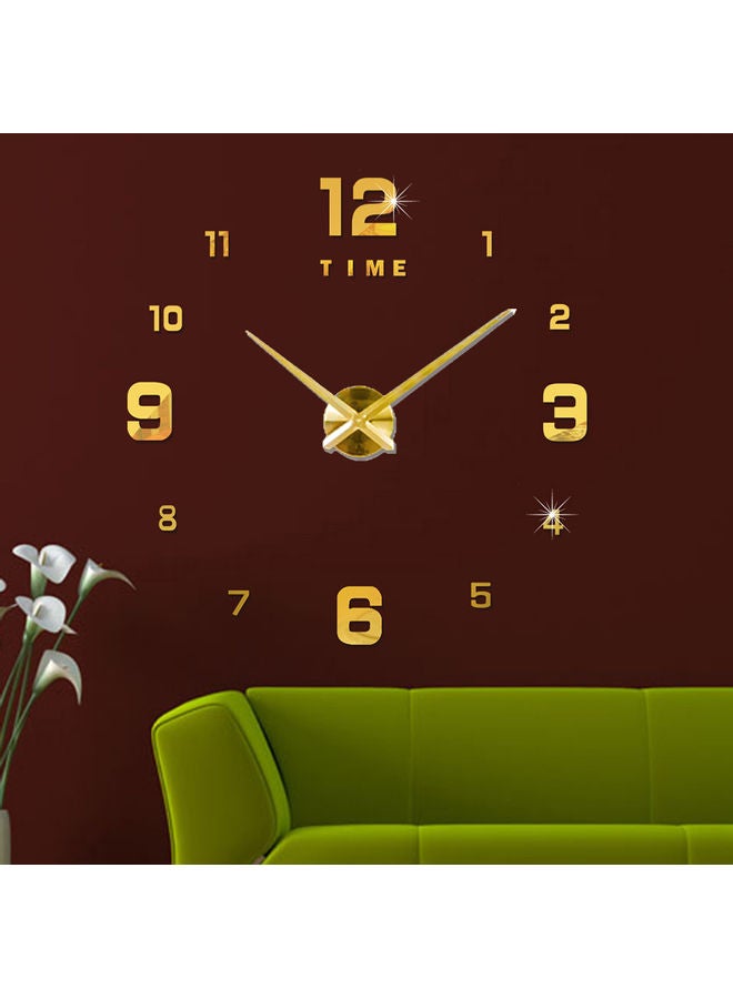 Loquat Frameless 3D Clock Mirror Wall Sticker Gold - Image 2