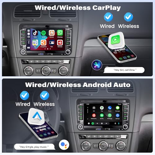 UNITOPSCI 2G+32G Wireless CarPlay Car Radio for VW Volkswagen Passat Seat Golf Jetta Tiguan Touran EOS Android Car Stereo 7 Inch Touchscreen Bluetooth GPS Android Auto WiFi FM/RDS SWC EQ+ USB Backup Camera - Image 3