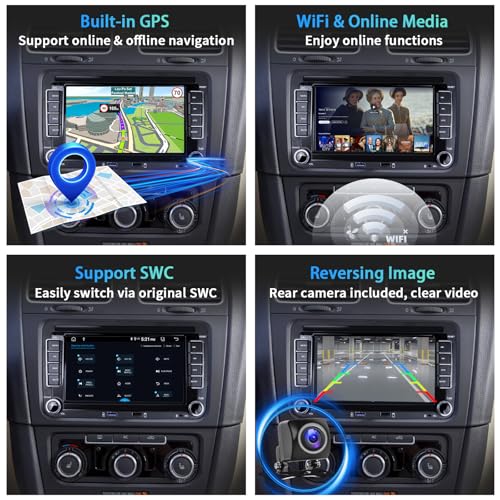 UNITOPSCI 2G+32G Wireless CarPlay Car Radio for VW Volkswagen Passat Seat Golf Jetta Tiguan Touran EOS Android Car Stereo 7 Inch Touchscreen Bluetooth GPS Android Auto WiFi FM/RDS SWC EQ+ USB Backup Camera - Image 4