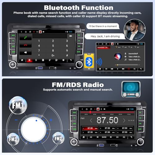 UNITOPSCI 2G+32G Wireless CarPlay Car Radio for VW Volkswagen Passat Seat Golf Jetta Tiguan Touran EOS Android Car Stereo 7 Inch Touchscreen Bluetooth GPS Android Auto WiFi FM/RDS SWC EQ+ USB Backup Camera - Image 5