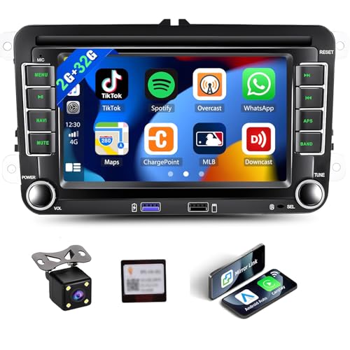UNITOPSCI 2G+32G Wireless CarPlay Car Radio for VW Volkswagen Passat Seat Golf Jetta Tiguan Touran EOS Android Car Stereo 7 Inch Touchscreen Bluetooth GPS Android Auto WiFi FM/RDS SWC EQ+ USB Backup Camera - Image 1