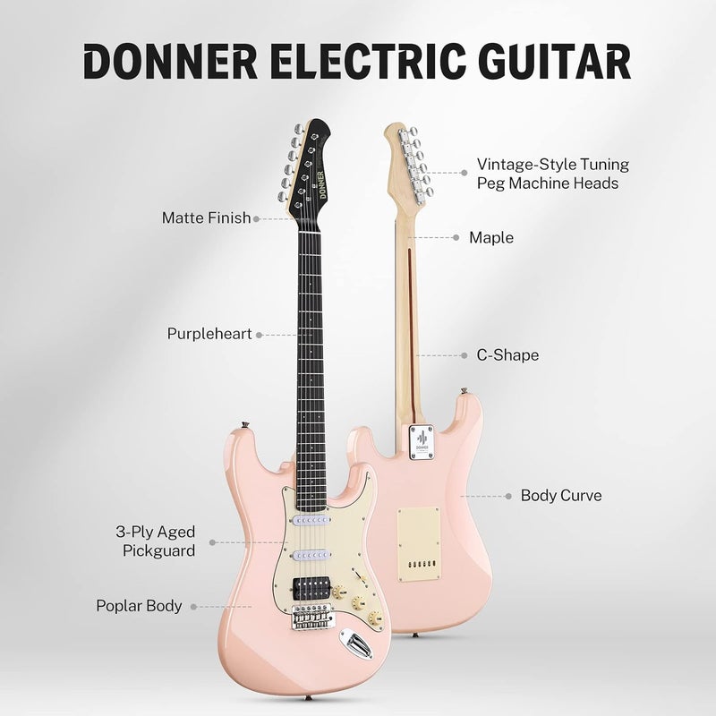 Donner 39 Inch Electric Guitar, Designer Series DST-200 Stylish Solid Body Electric Guitar with Gig Bag, Cable, and Strap - Image 2