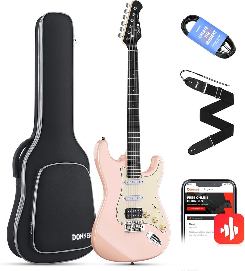 Donner 39 Inch Electric Guitar, Designer Series DST-200 Stylish Solid Body Electric Guitar with Gig Bag, Cable, and Strap - Image 1