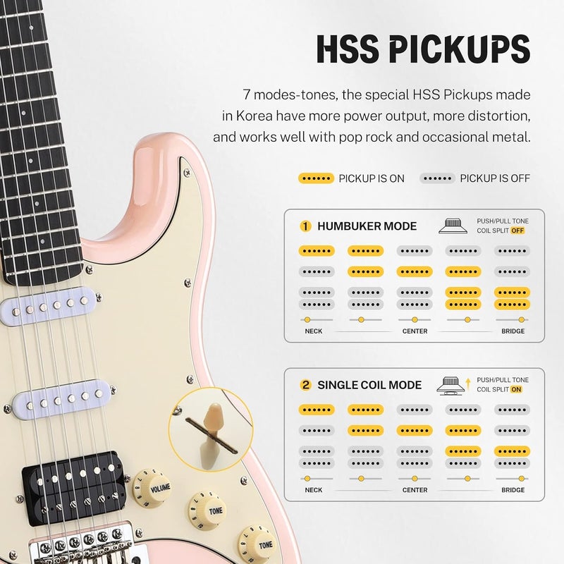 Donner 39 Inch Electric Guitar, Designer Series DST-200 Stylish Solid Body Electric Guitar with Gig Bag, Cable, and Strap - Image 4