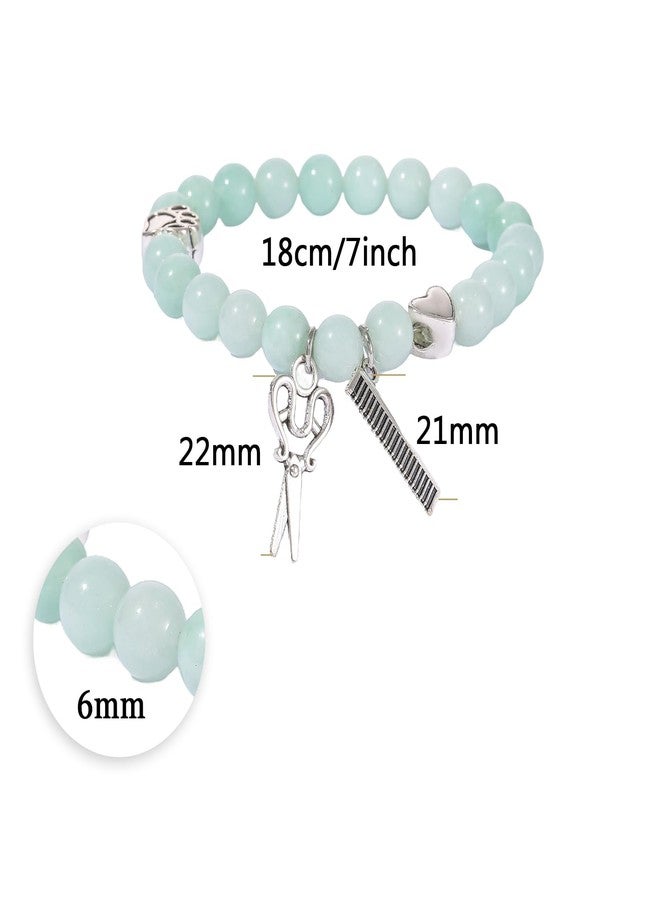 Unijew Dog Groomer Gifts for Women, Green Bead Bracelet with Shears & Comb Charms, Thank You Jewelry for Pet Groomers, Christmas & Birthday Appreciation Gift - Image 4