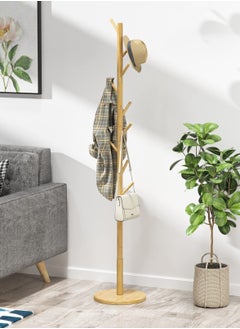 Multifunctional Bedroom Simple Vertical Coat Rack with 8 Hooks Brown 175x38cm