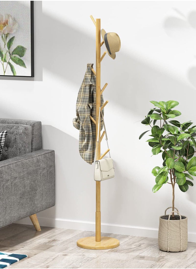 Arabest - Multifunctional Bedroom Simple Vertical Coat Rack with 8 Hooks Brown 175x38cm - Image 1