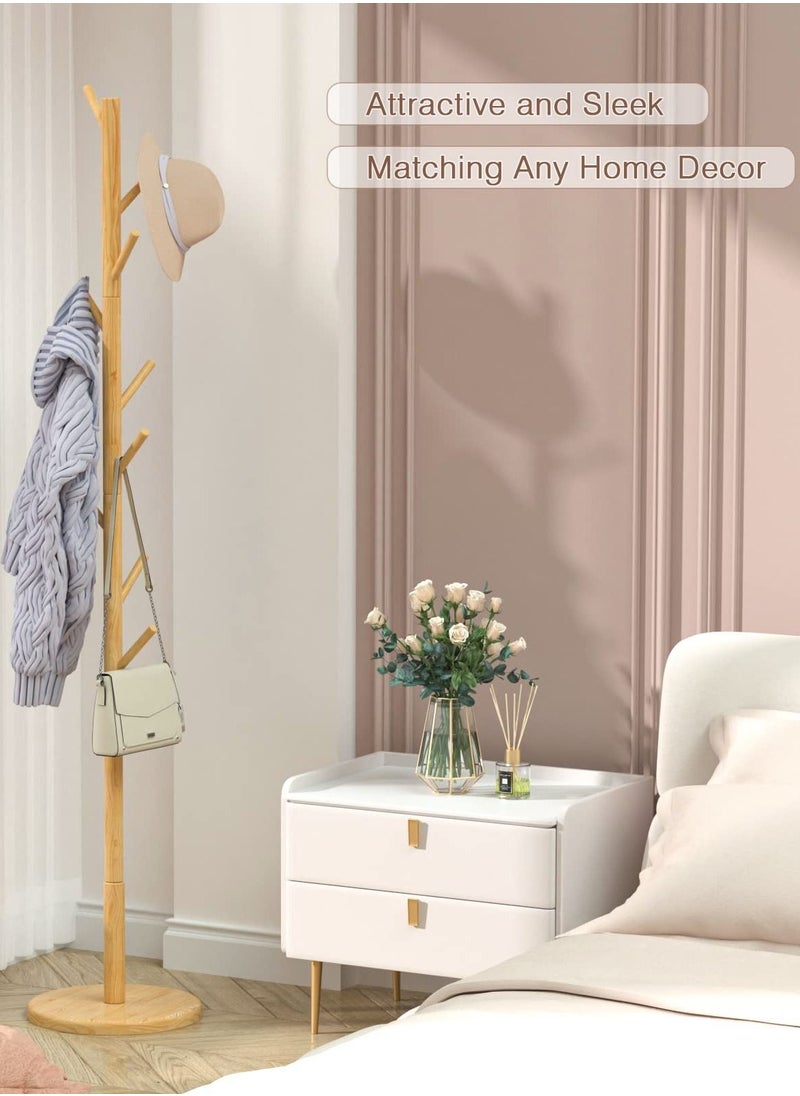 Arabest - Multifunctional Bedroom Simple Vertical Coat Rack with 8 Hooks Brown 175x38cm - Image 1