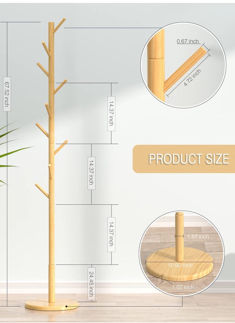 Arabest - Multifunctional Bedroom Simple Vertical Coat Rack with 8 Hooks Brown 175x38cm - Image 1