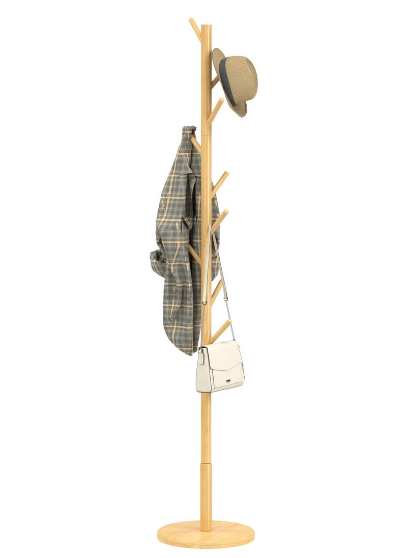 Arabest - Multifunctional Bedroom Simple Vertical Coat Rack with 8 Hooks Brown 175x38cm - Image 1