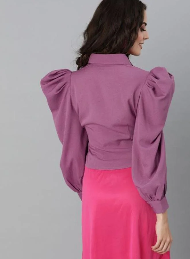Kassually Broderie Panel Crop Shirt with Waist Tie-Up Detail by Styli