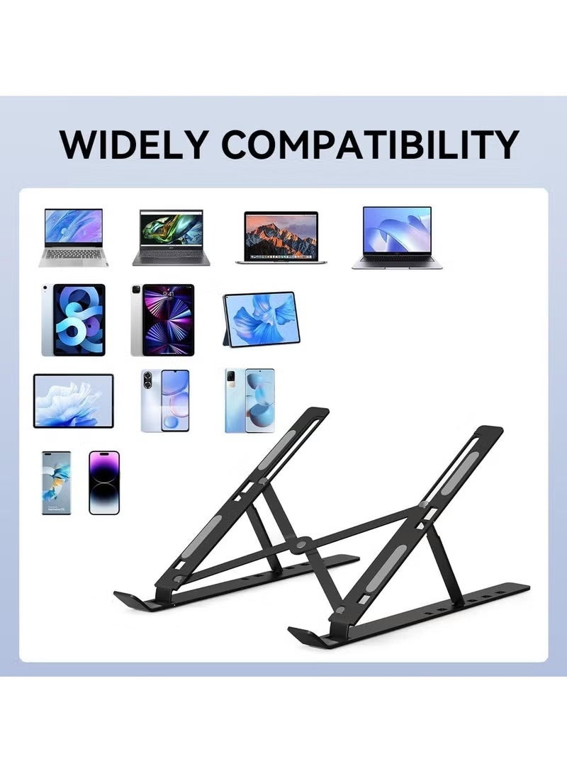 YoYoTech Universal Laptop Stand, Aluminum Alloy 6 Levels Height Adjustable Laptop Riser, Portable Ergonomic Desktop Holder Folding with Storage Bag - Image 4