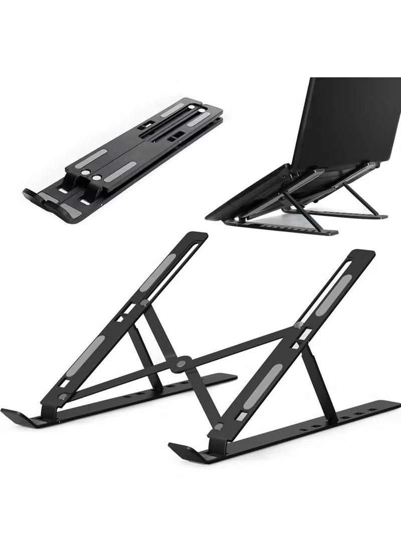 YoYoTech Universal Laptop Stand, Aluminum Alloy 6 Levels Height Adjustable Laptop Riser, Portable Ergonomic Desktop Holder Folding with Storage Bag - Image 2