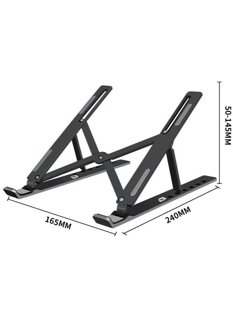 YoYoTech Universal Laptop Stand, Aluminum Alloy 6 Levels Height Adjustable Laptop Riser, Portable Ergonomic Desktop Holder Folding with Storage Bag - Image 3