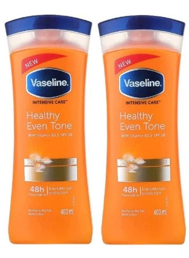 Vaseline 2Pcs Vaseline intensive care healthy even tone body lotion with vitamin b3 and spf 10 400 ml - Image 1