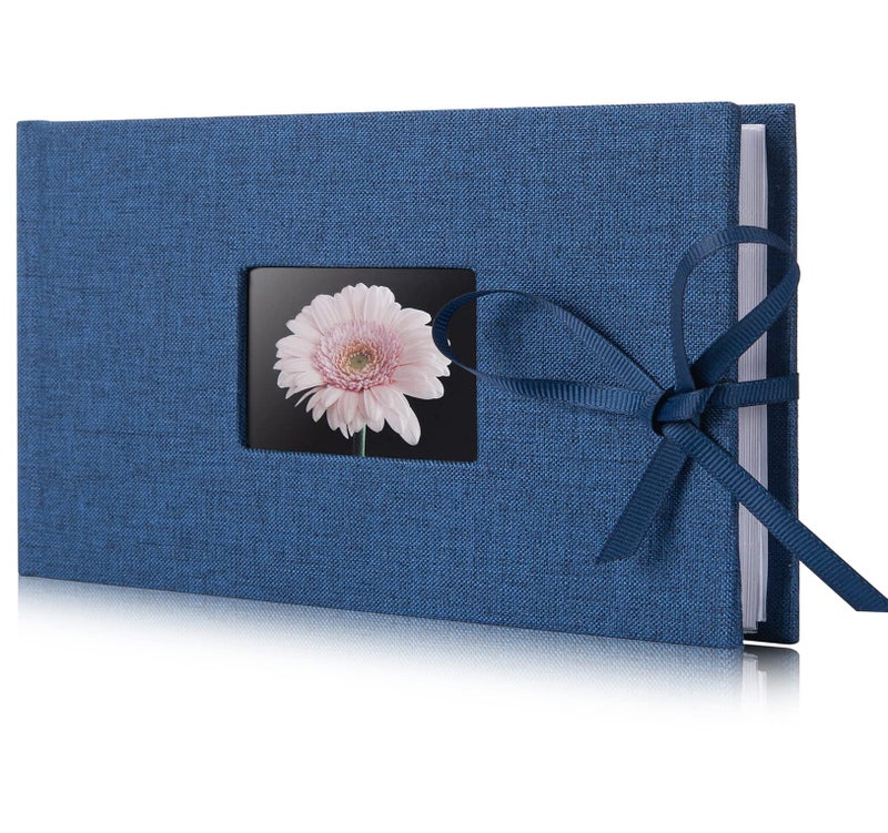 Small Photo Album 4x6 Fabmaker Picture Album Holds 24 Horizontal Photos Linen Fabric Cover Picture Book for Photos with Front Window Mini Brag Book Photo Books for Weddings Family Boudoir