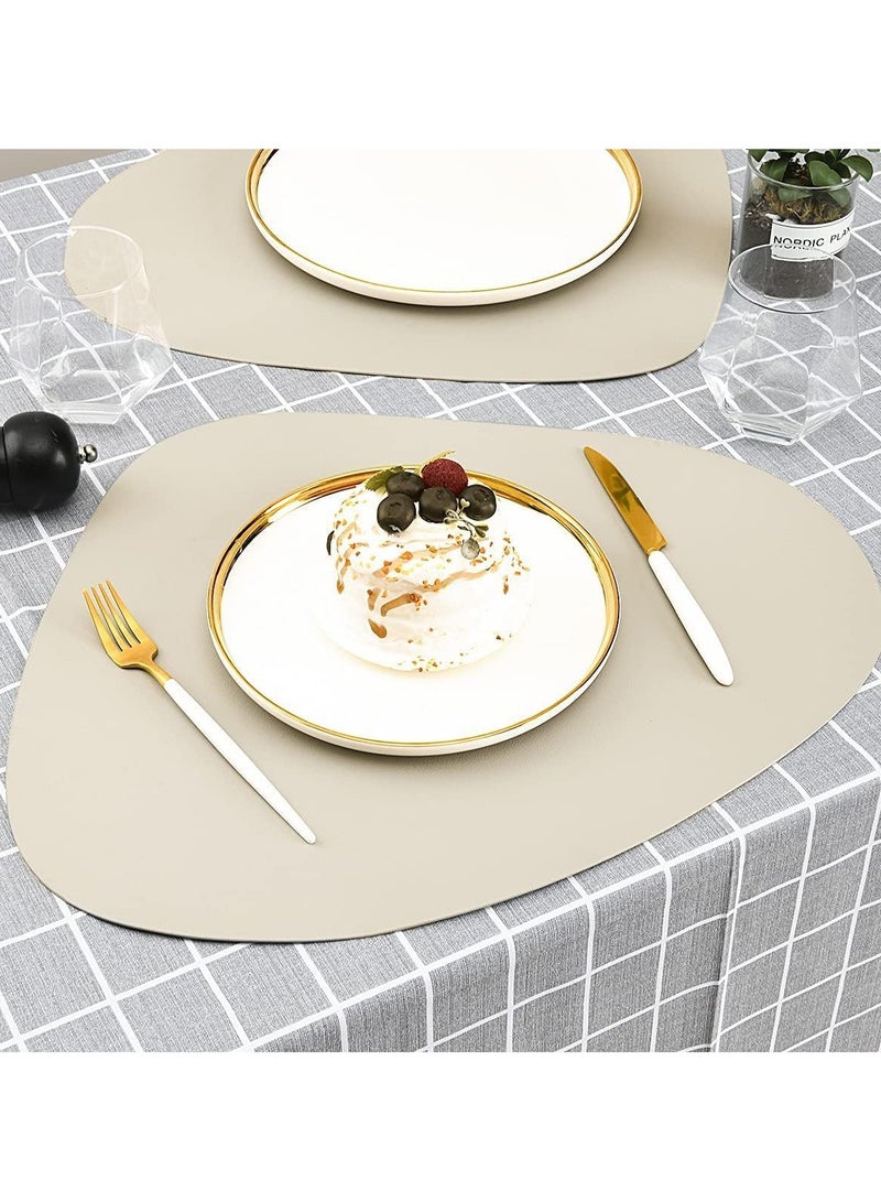 Vparty Leather Placemats Set of 4 Round Faux Leather Non-Slip Place Mats Wipeable Washable Placemats Heat Resist Placemats  - Image 5